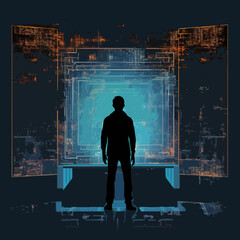 technology displays silhouette. Created using Generative AI Technology