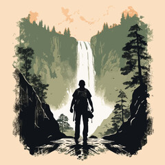 Wall Mural - parksoutdoor waterfall silhouette. Created using Generative AI Technology