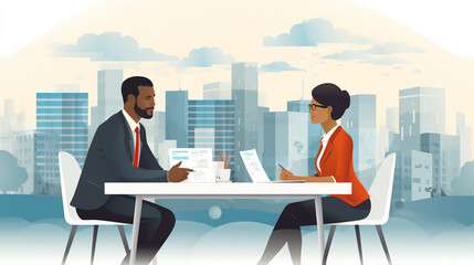 Wall Mural - Discussion at a office meeting clip art