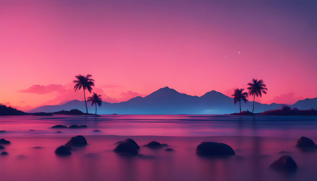 Aesthetic wallpapers, background picture, sunset on the sea