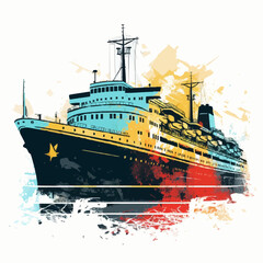 Wall Mural - transportation cruise silhouette. Created using Generative AI Technology