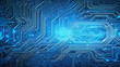 Technology circuit board background illuminated by blue light