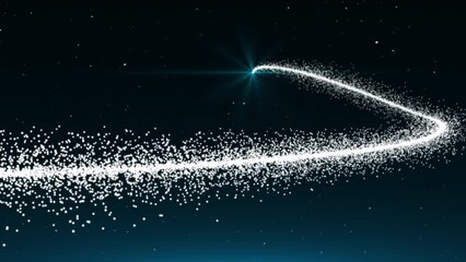 Wall Mural - A Christmas tree drawn on a snowy sky by a flying blue star. Abstract animation.