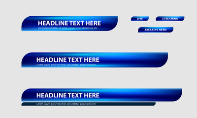 Wall Mural - Lower third news vector. Set of lower third bar templates for television, video and media online