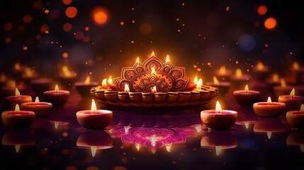 Diwali lights celebration background, hindu festival, india, diya lamp