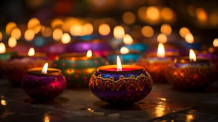 Diwali lights celebration background, hindu festival, india, diya lamp