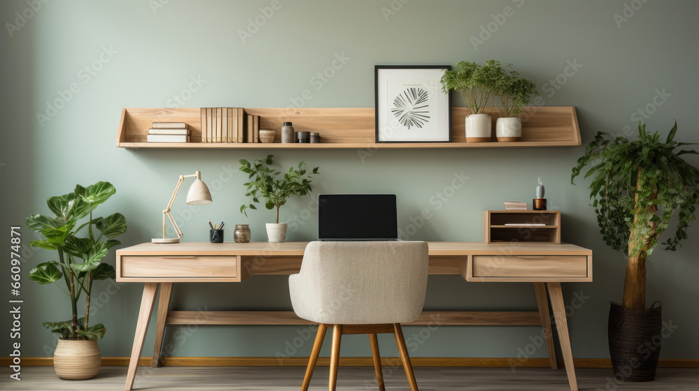 Study Room With Computer Interior of study room with laptop or computer Stock Photo | Adobe Stock