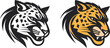 Black leopard, panther head - vector cut out silhouette logotype on white background for sports