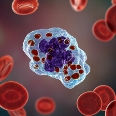 Wall Mural - Histoplasma capsulatum fungus inside a macrophage cell, 3D illustration