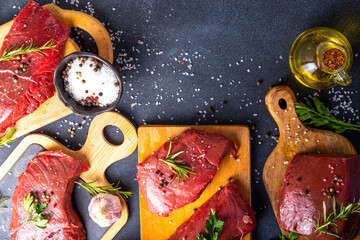 Wall Mural - Various cuts of meat cooking background