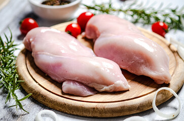 Canvas Print - Fresh chicken fillet with spices.