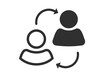 © vladwel - Exchange user icon pictogram simple graphic, person turnover swap staff vector glyph symbol, leader replace switch transfer illustration, succession change people shift arrow silhouette image
