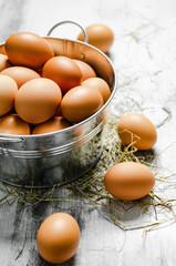 Wall Mural - Fresh chicken eggs in bucket.