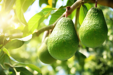 Sticker - Fresh Avocados Growing on a Tree