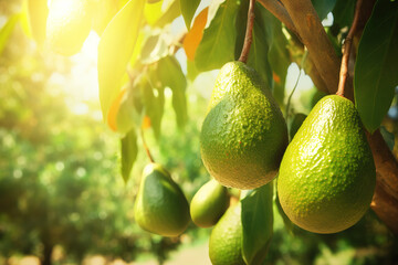 Sticker - Fresh Avocados Growing on a Tree