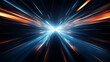 © Talha - Cyber Luminosity: 3D Rendered Abstract Cyberpunk Lights on a Dark Black Background, Illustrating the High-Velocity Flow of Technology and Data at Light Speed