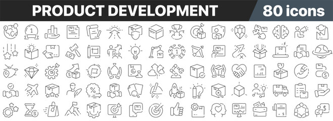 Aufkleber - Product development line icons collection. Big UI icon set in a flat design. Thin outline icons pack. Vector illustration EPS10