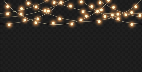 Wall Mural - Christmas decoration shining light garland seamless pattern on dark background