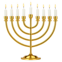 Hanukkah Menorah With Burning Candles Isolated On Transparent Background. AI Generative
