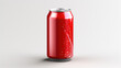 A vibrant red blank cola can on a crisp white background, ideal for product placement and customizable branding.