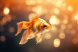 Beautiful glowing goldfish in a fantasy bokeh background. Generative AI
