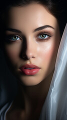 Canvas Print - portrait of a stunningly beautiful young woman with perfect makeup