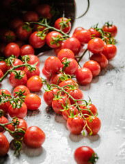 Poster - Fresh tomatoes. On white table.