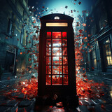 Fototapeta Big Ben - red telephone booth