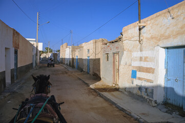 Sticker - Horse drawn carriage on Degache oasis town, Tozeur Governorate in Tunisia