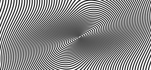 Sticker - Hypnosis, hypnotic spiral line pattern. Circles patroon. Volute, spiral. Circle tunnel element. Psychedelic optical illusion. Concentric lines concept. Radial, spiral rays, wave. Circular, rotating.