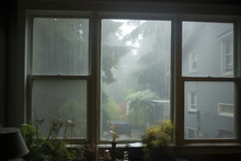Windows Fogged Up Due To The Cold Temperature Outside Contrasting With The Humid Air Inside, Blurring The Outside World