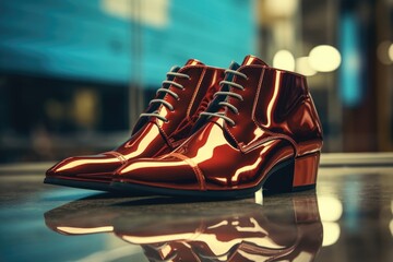 Canvas Print - Shiny Red Shoes on a Shiny Surface