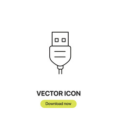 Fototapete - Usb Cable icon vector. Linear-style sign for mobile concept and web design. Usb Cable symbol illustration. Pixel vector graphics - Vector.