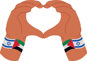 Sticker - palestinian and israeli hands forming heart