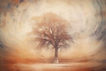 Artistic Background Featuring A Tree With A Captivating Zoom Effect. Generative AI