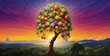 passion fruit tree rainbow in the sky big passionfruit, rainbow over the mountains. Generative Ai content wallpaper