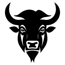 Vector Image Of An Buffalo Head On White Background, Angry Head Face Mascot Of Bull Buffalo Portrait. Black White Line Art Vector Illustration