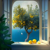 Fototapeta  - ocean view lemon tree 