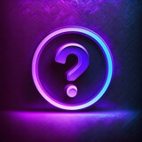 Fototapeta  - Neon purple instagram icon question mark simple design circular format bright colors high saturation 4K 