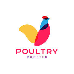 Wall Mural - rooster chicken poultry abstract mascot modern colorful clean logo design vector icon illustration