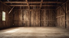 Barn With Wooden Walls And Floor.