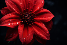 Red Flower With Water Droplets