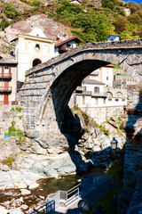 Canvas Print - Pont San Martìn in Aosta Valley,  Piedmont, Italy