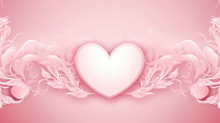 Wall Mural - Banner with heart on light pink background