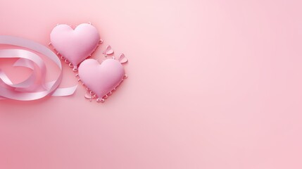 Wall Mural - Banner with heart on light pink background