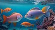 fish in the sea, close-up of tropical fish in the sea, underwater life, fish in undersea, colored fishes in the sea, fish in underwater