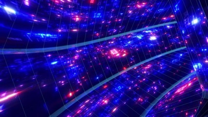 Wall Mural - Motion into digital technologic tunnels. 3D animation