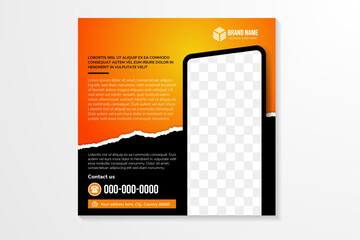 Wall Mural - effective technology backup solutions headline of social media banner design template with square la