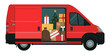 Van full of Christmas gifts isolated