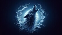 Howling Wolf Silhouette In Water Splash